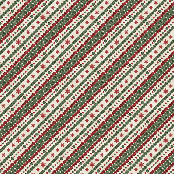 Woodland Snowmen Fabric Collection Ticking Stripe Cream