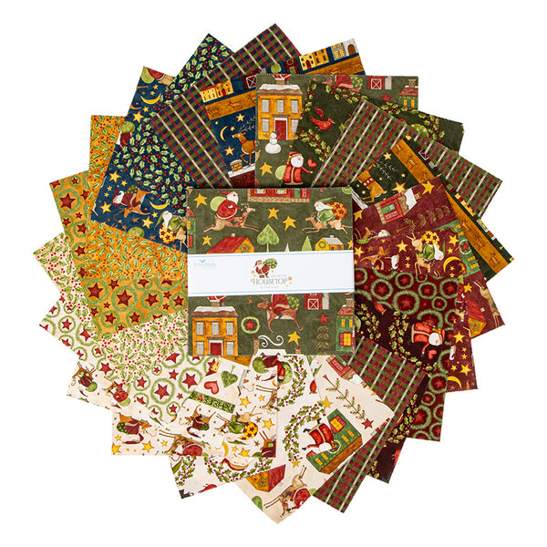 Up On The Housetop 10" Layer Cake Quilting Fabric Precut