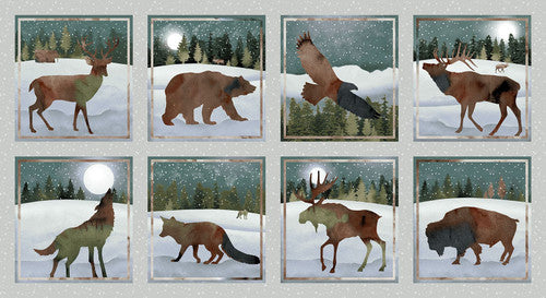 Moonlit Stroll, 24" Block Quilting Fabric Panel