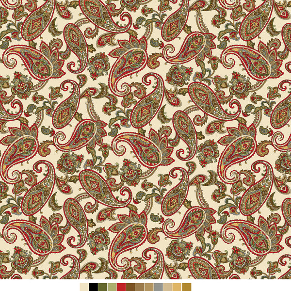 Samsara, Paisley-Cream Quilting Fabric