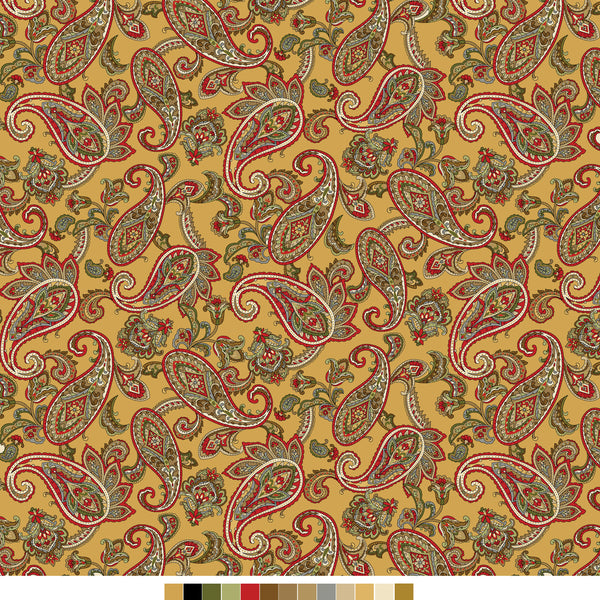 Samsara, Paisley-Gold Quilting Fabric