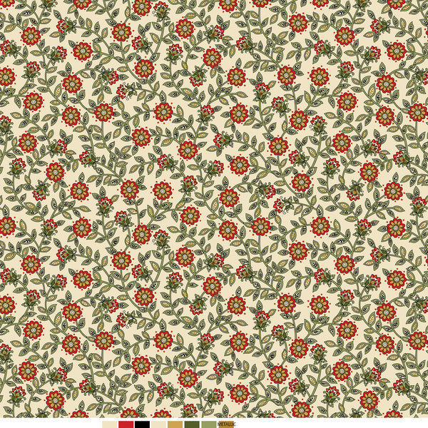 Samsara, Floral Trail-Cream Quilting Fabric
