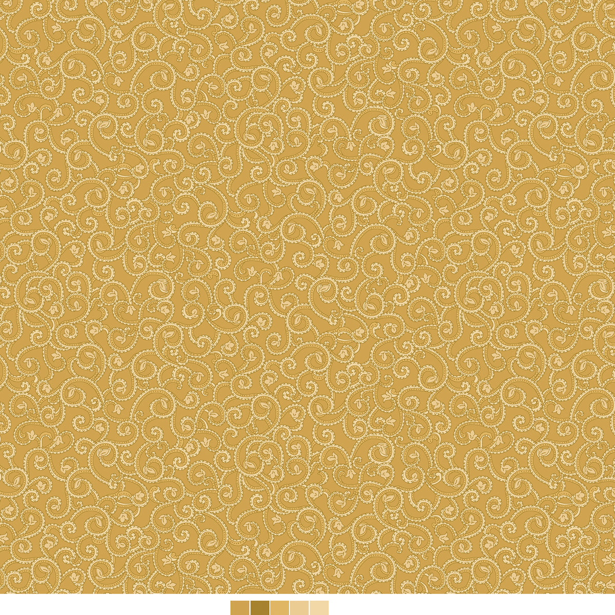 Samsara, Scroll-Gold Quilting Fabric