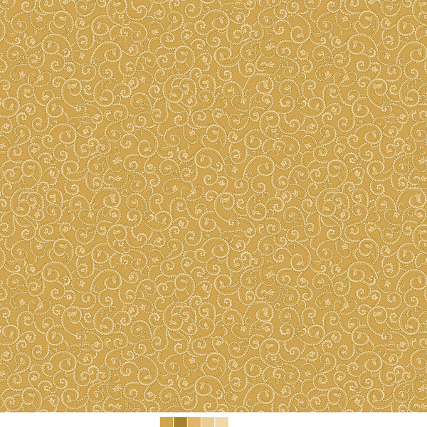 Samsara, Scroll-Gold Quilting Fabric