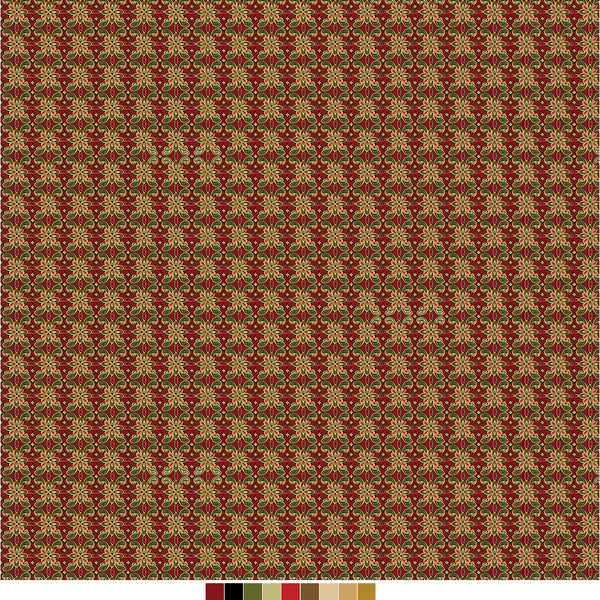 Samsara, Tile-Gold/Red Quilting Fabric