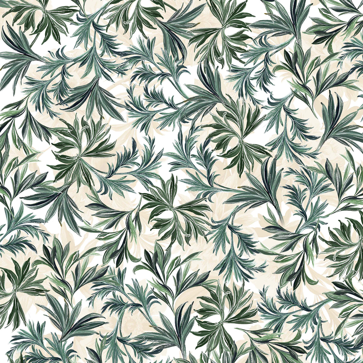 Winterberry Floral, Winter Leaves-Cream Quilting Fabric