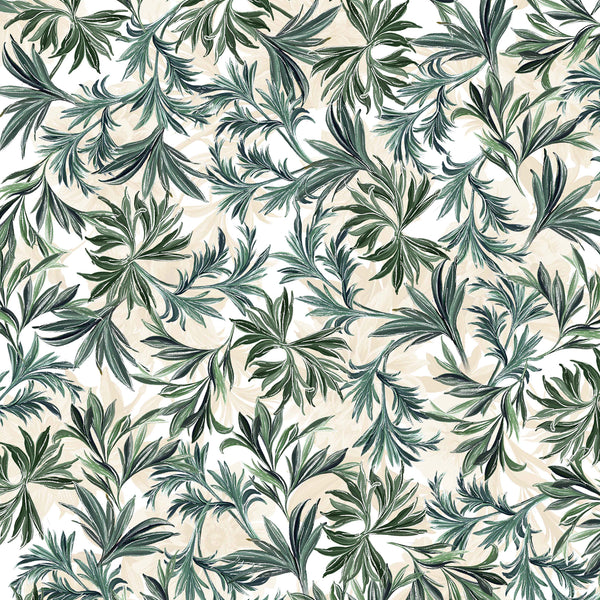 Winterberry Floral, Winter Leaves-Cream Quilting Fabric