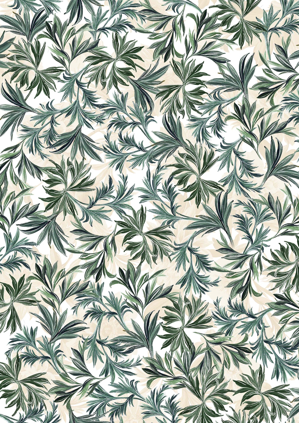 Winterberry Floral, Winter Leaves-Cream Quilting Fabric