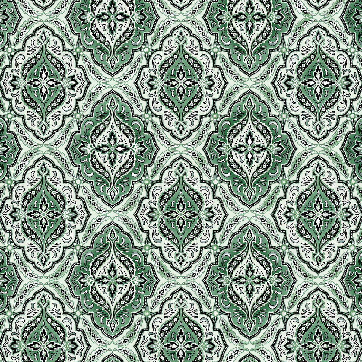 Winterberry Floral, Winterberry Medallion-Sage Quilting Fabric