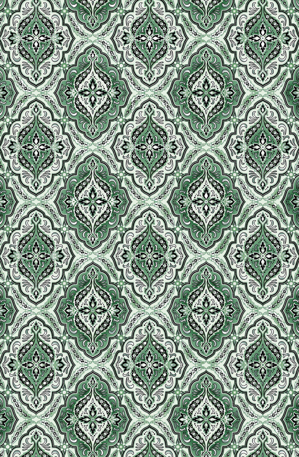 Winterberry Floral, Winterberry Medallion-Sage Quilting Fabric