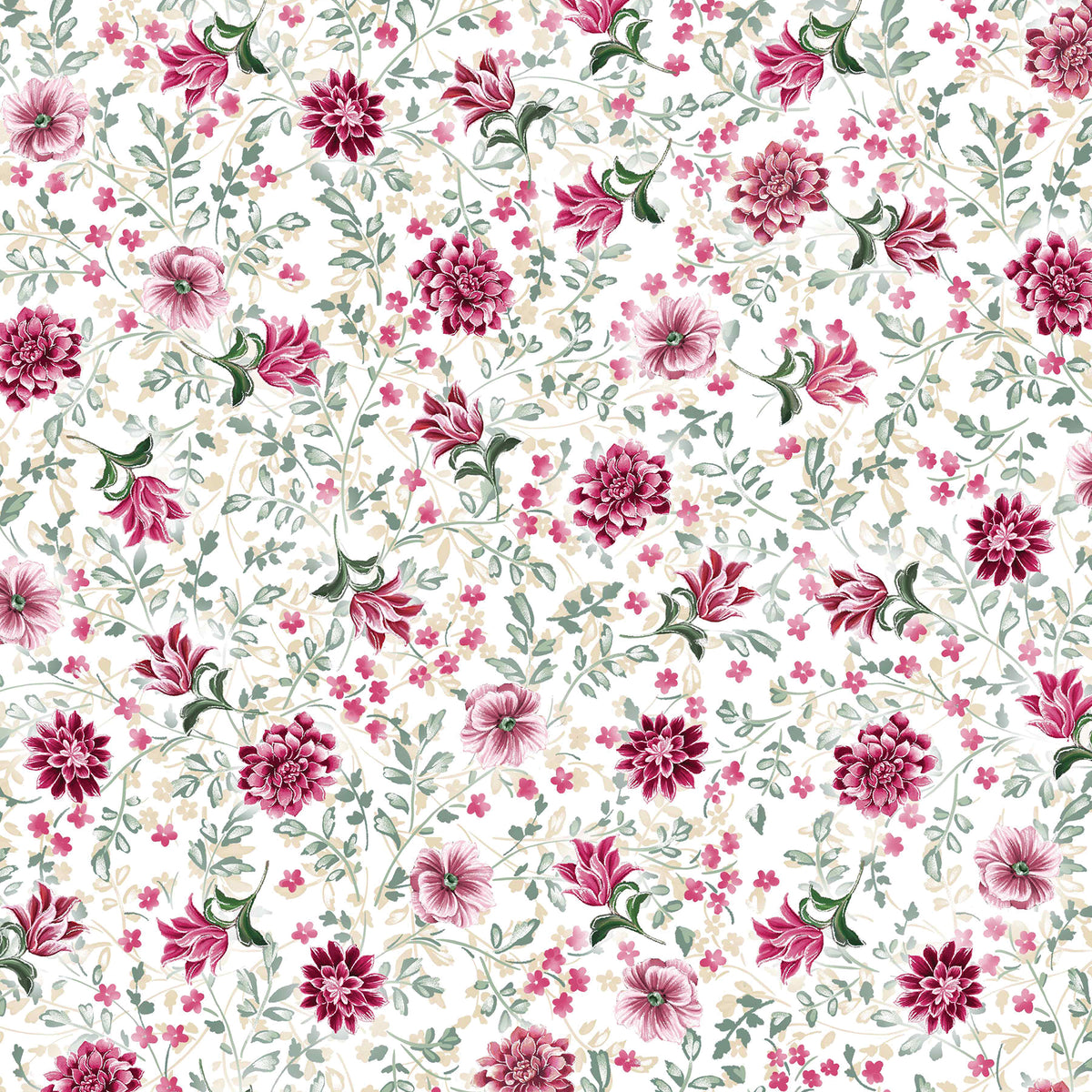 Winterberry Floral, Winterberry Buds-Cream Quilting Fabric