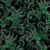 Winterberry Floral, Winterberry Scroll-Green Quilting Fabric