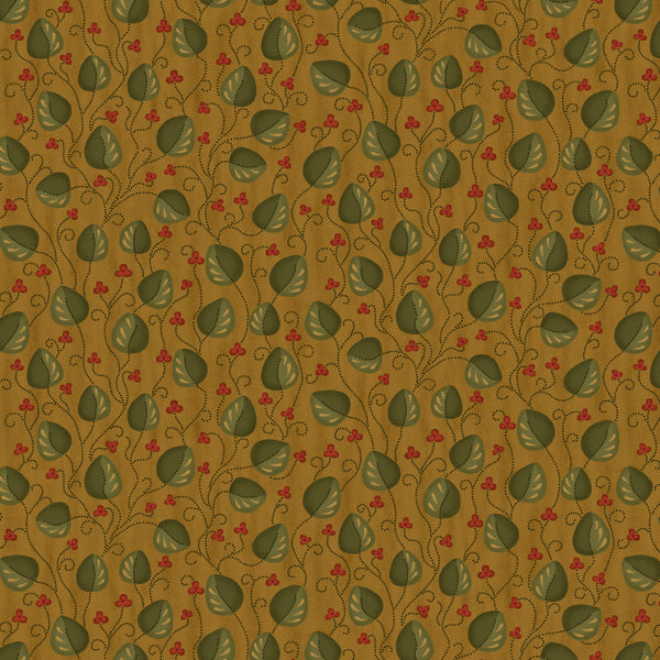 Wit & Wisdom, Meandering Leaves-Gold Quilting Fabric