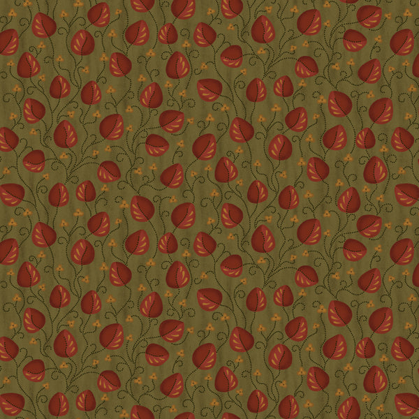 Wit & Wisdom, Meandering Leaves-Green Quilting Fabric