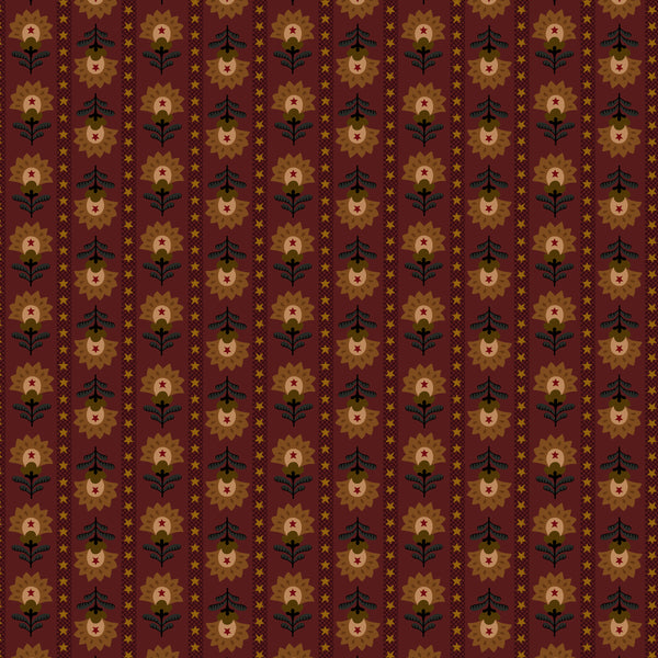 Wit & Wisdom, Folk Art Stripe-Plum Quilting Fabric
