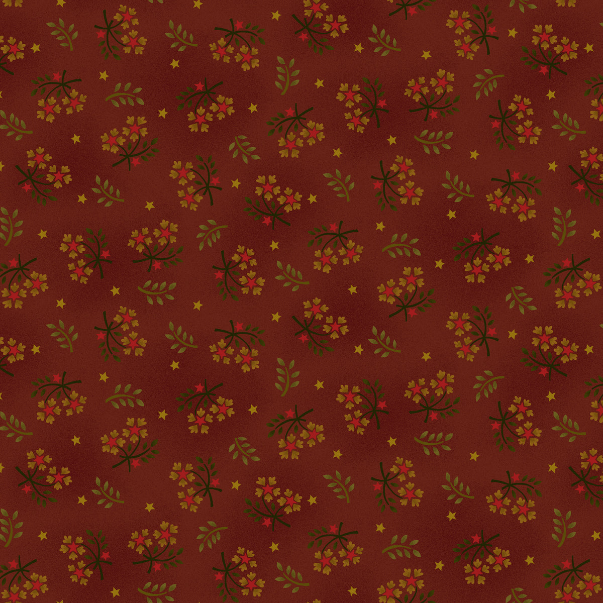 Wit & Wisdom, Floral Sprays-Red Quilting Fabric
