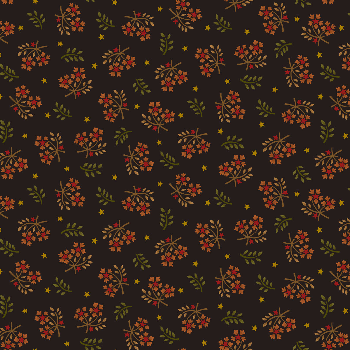 Wit & Wisdom, Floral Sprays-Black Quilting Fabric