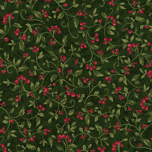 Star of Wonder - Star of Light, Berries-Dark Green Quilting Fabric