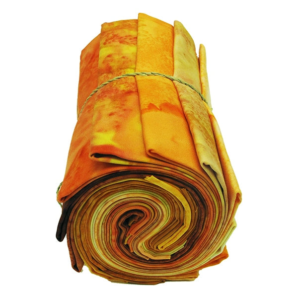 Hoffman Fabrics 1895 Fat Quarter Bundle-Tangerine Sunrise– Hand-Dyed Batik Quilting Fabric fabric precut