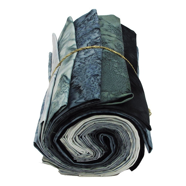 Hoffman Fabrics 1895 Fat Quarter Bundle-Glorious Graphite – Hand-Dyed Batik Quilting Fabric