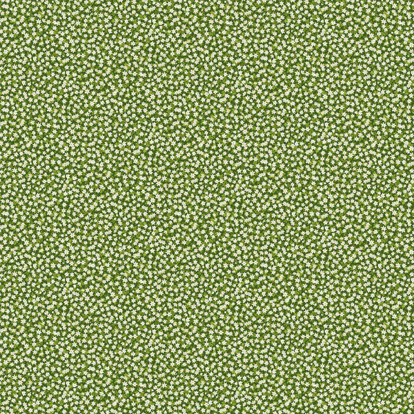 Bear's Den, White Flowers Quilting Fabric