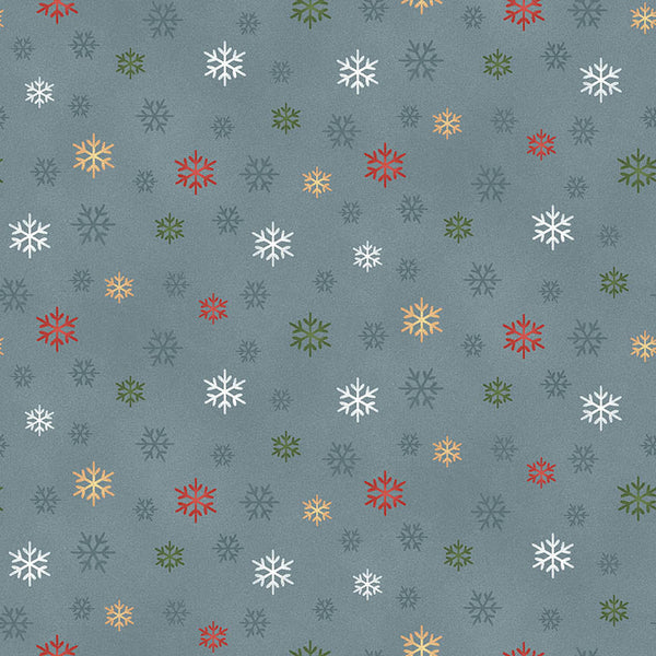 Gardening Snowmen Blue Snowflakes Quilting Fabric