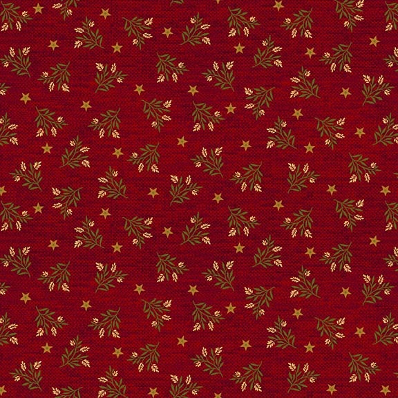 Chicken Shack, Small Wheat Toss-Red Quilting Fabric