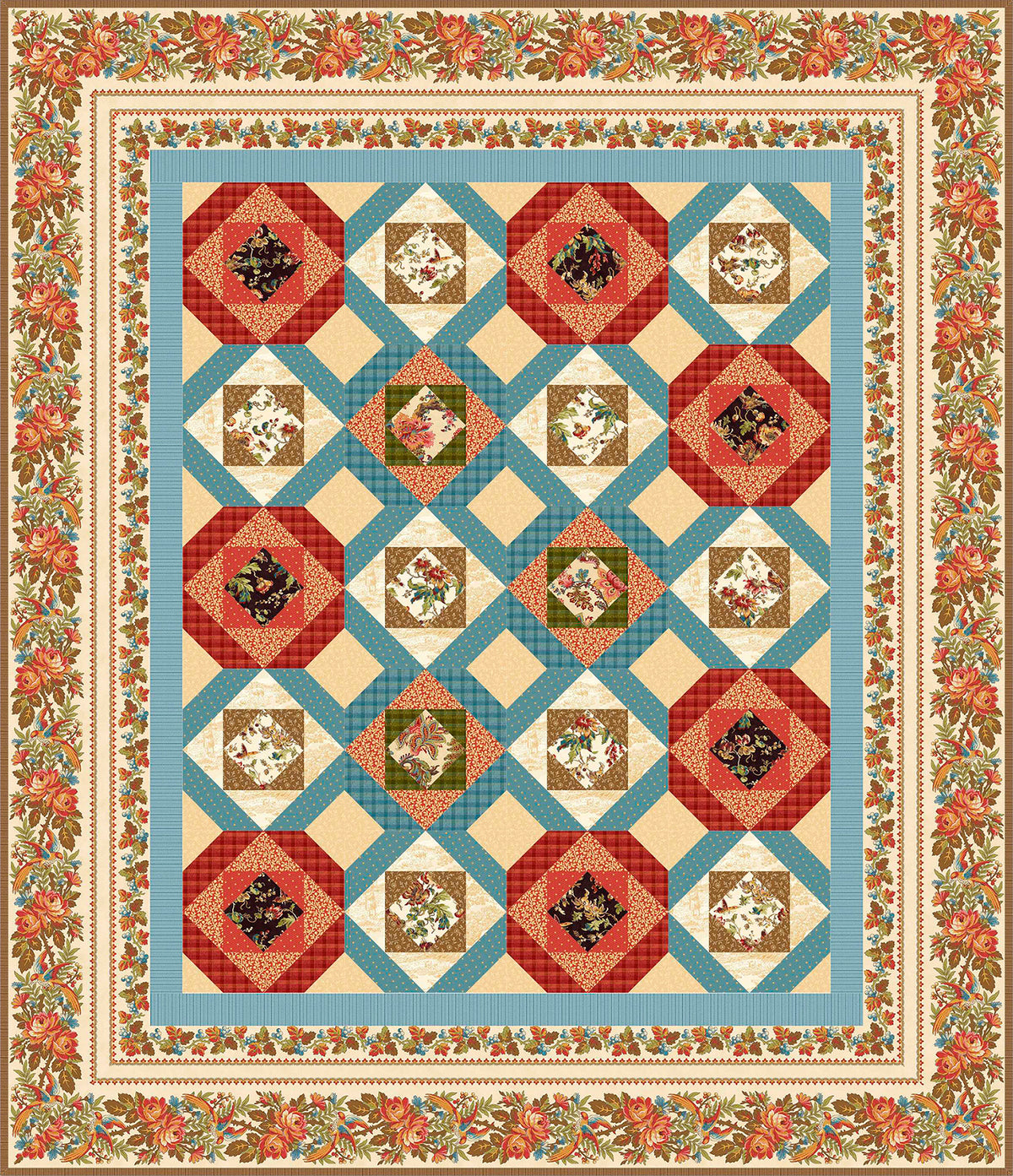 Countryside Throw Quilt Kit 61.5" x 71.5" | Limited Edition by Wilmington Prints
