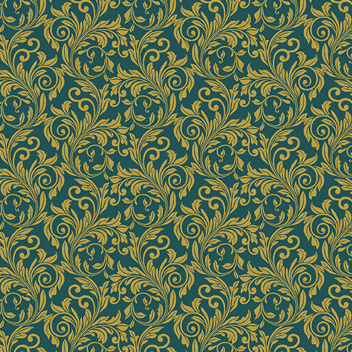 A Festive Medley, Festive Scroll Turquoise Quilting Fabric