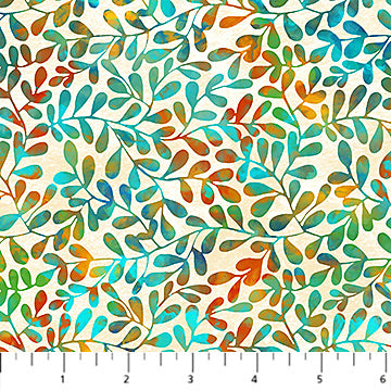 Boho Blooms, Leaves-Cream Quilt Fabric