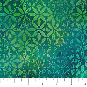 Boho Blooms, Petal Grid-Green Quilt Fabric