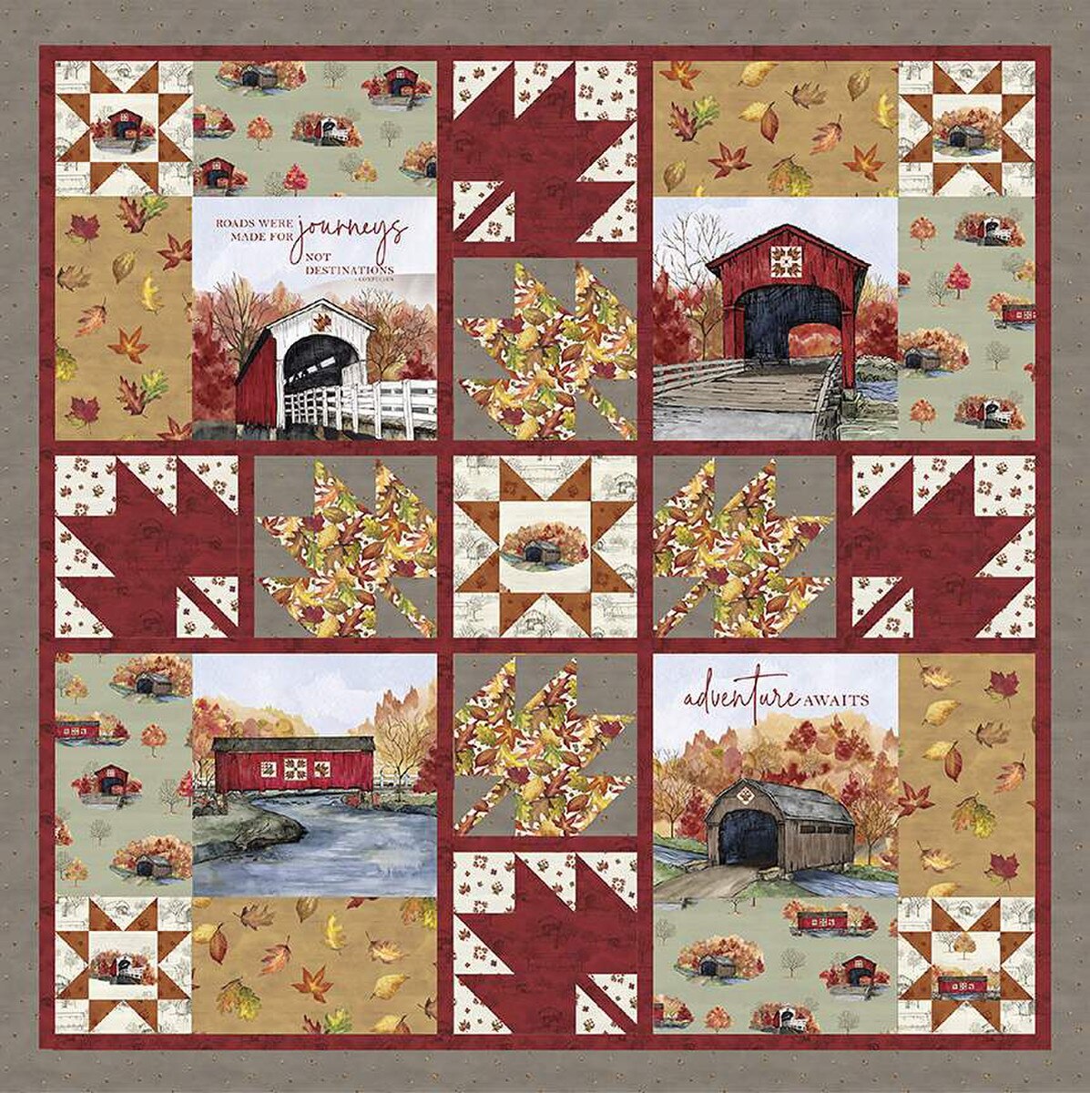 Fall Journey Quilt Kit by Riley Blake Designs | 72" x 72" Quilting Kit