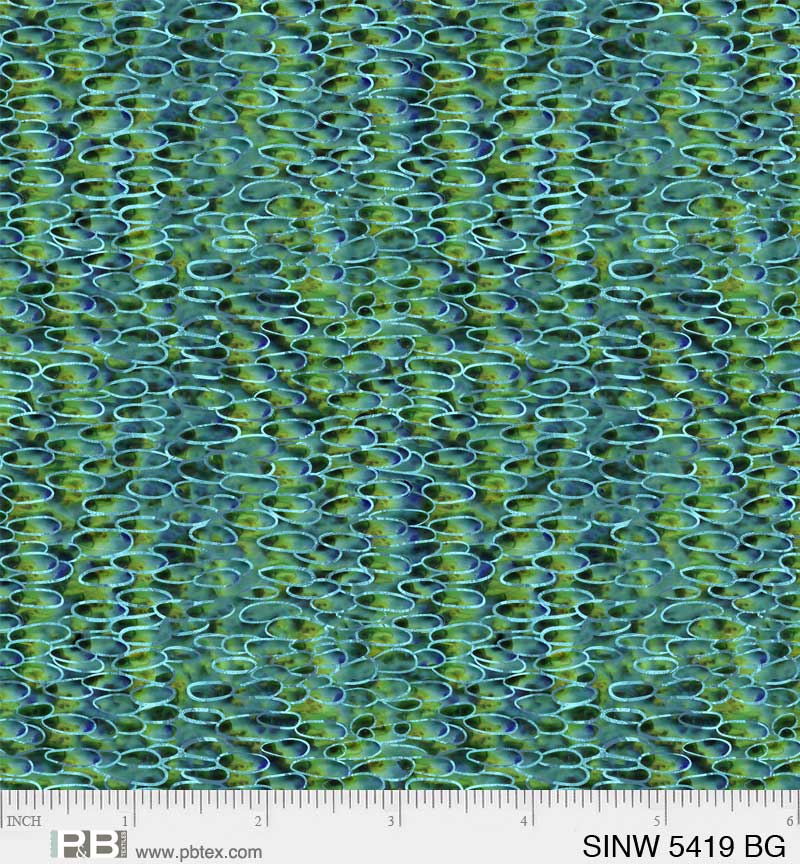 Spring in the Northwoods, Blue & Green Stones Quilting Fabric