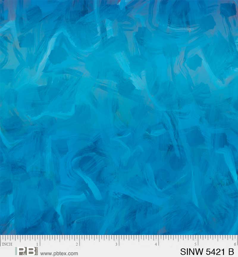 Spring in the Northwoods, Brush Strokes-Blue Quilting Fabric