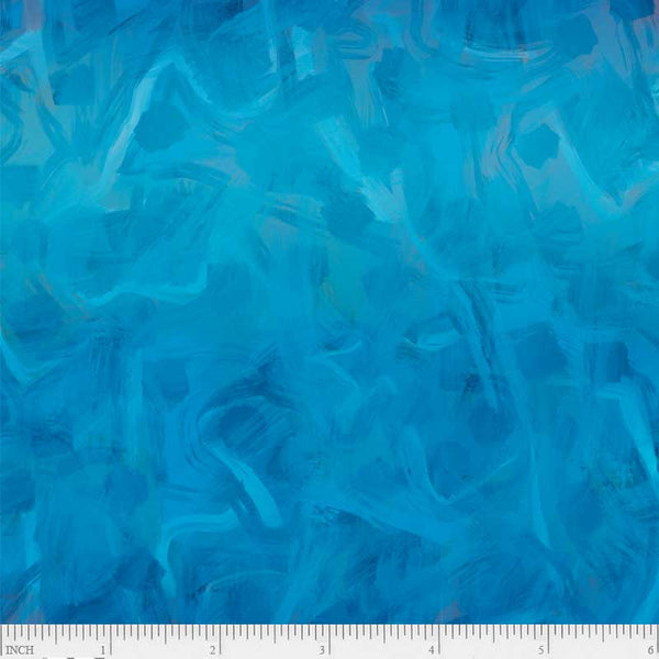 Spring in the Northwoods, Brush Strokes-Blue Quilting Fabric