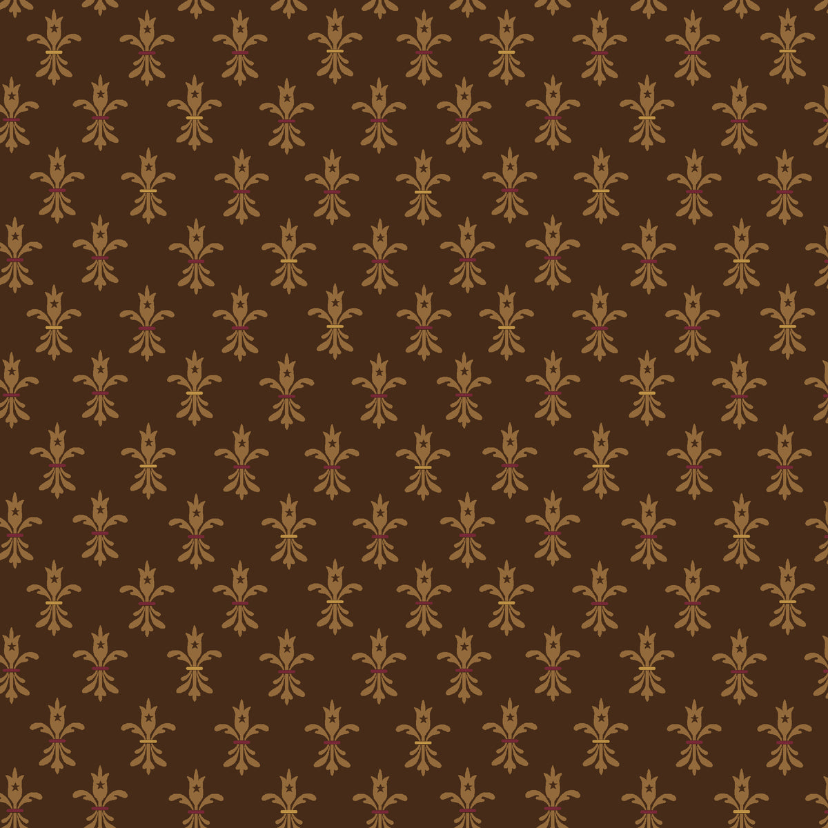 Wit & Wisdom, Fleur De Lis-Brown Quilting Fabric