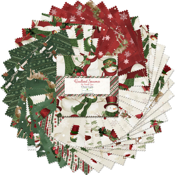 Woodland Snowmen 5" Charm Squares Quilting Fabric