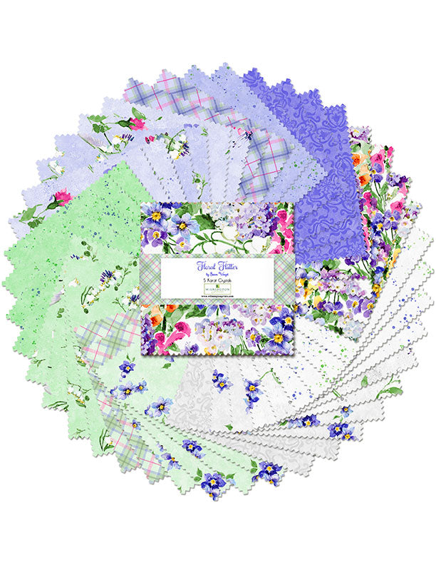 "Spun Out" Throw Quilt Kit | "Floral Flutter" by Wilmington Prints - 66" x 76"