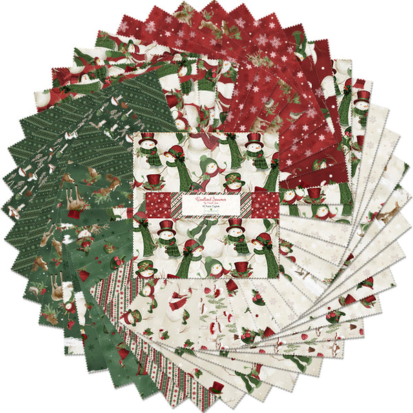 Woodland Snowmen 10" Layer Cakes Quilting Fabric
