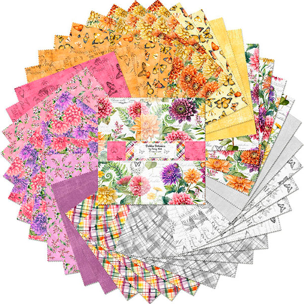 Dahlia Botanica 10" Layer Cake by Wilmington Prints - 10 Karat Crystals