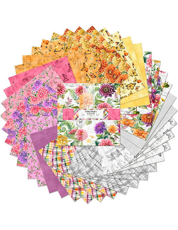 Dahlia Botanica 10" Layer Cake by Wilmington Prints - 10 Karat Crystals