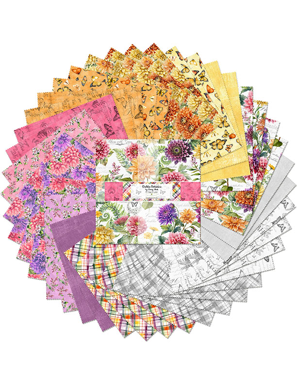 Dahlia Botanica 10" Layer Cake by Wilmington Prints - 10 Karat Crystals fabric precut