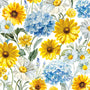 Bees & Blooms, Large Flowers-White Quilting Fabric