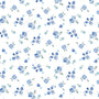 Bees & Blooms, Blue Flowers-White Quilting Fabric