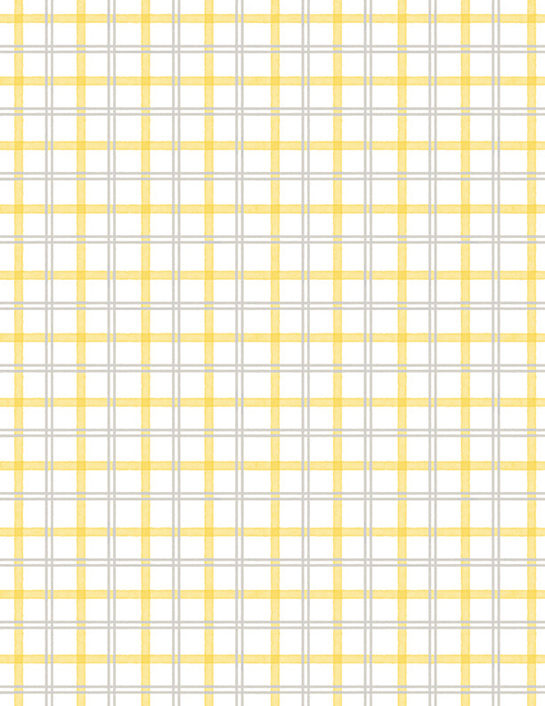 Bees & Blooms, Plaid-Yellow Quilting Fabric