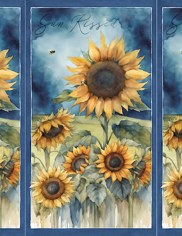 Sunkissed Quilting Fabric Collection - Sunflower Fabric Panel by Wilmington Prints