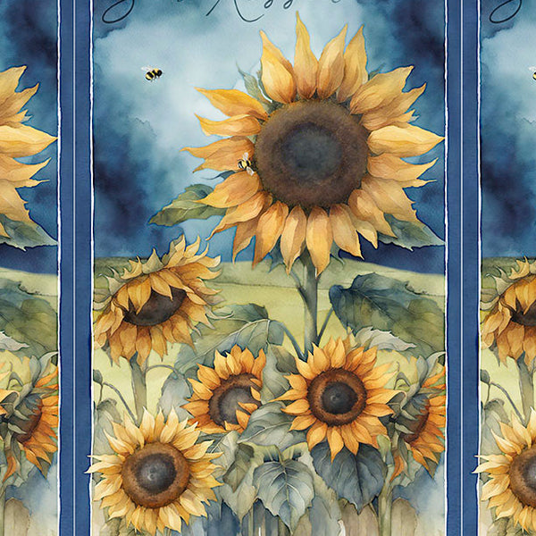 Sunkissed Quilting Fabric Collection - Sunflower Fabric Panel by Wilmington Prints