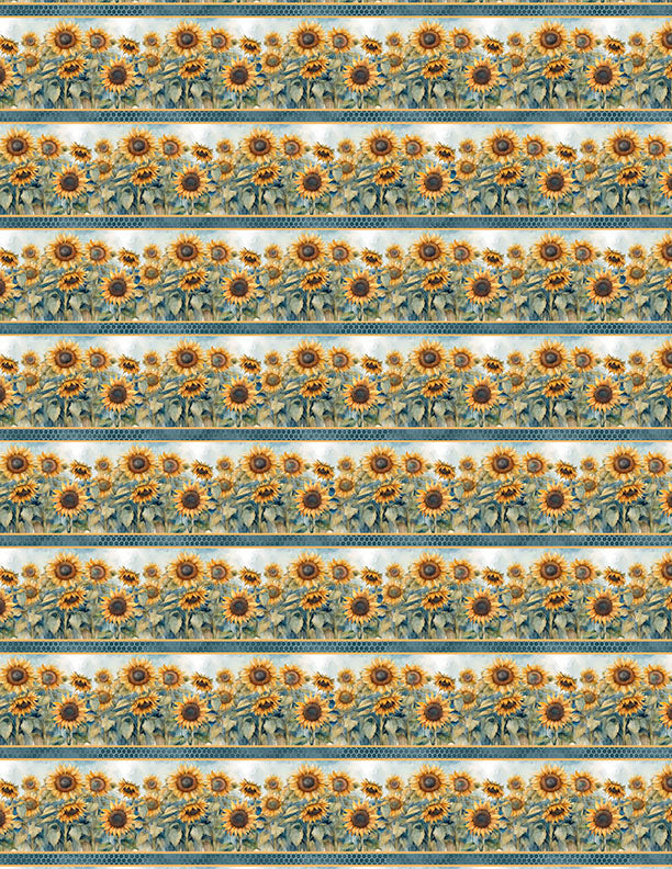 Sunkissed Quilting Fabric Collection - Sunflower Border Stripe by Wilmington Prints