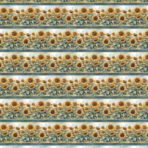 Sunkissed Quilting Fabric Collection - Sunflower Border Stripe by Wilmington Prints