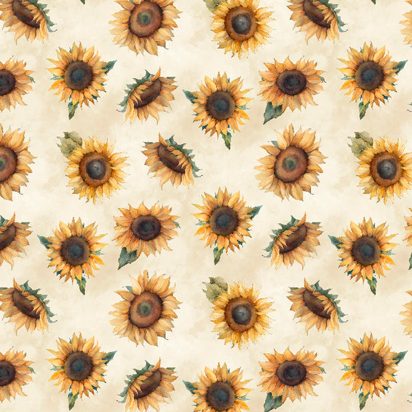 Sunkissed Quilting Fabric Collection - Tossed Sunflowers by Wilmington Prints